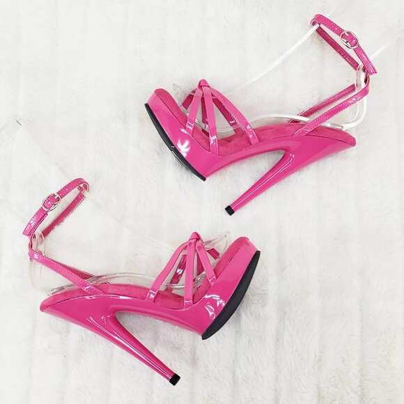 Pleaser Shoes - Pleaser Sultry 638 Hot Pink Patent 6" High Heels Strappy Platform Sandal Shoes